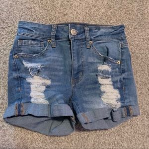 Aeropostale distressed high waisted midi denim shorts size 00